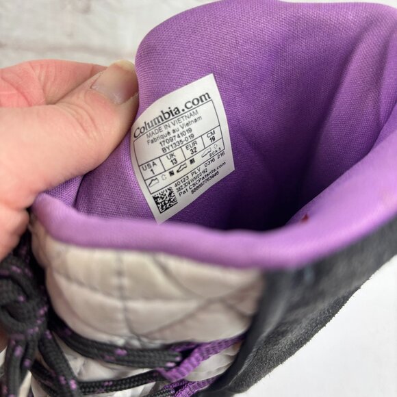 Columbia Girls Youth 1 Loveland White Purple Waterproof Winter Snow Boots - Picture 2 of 16